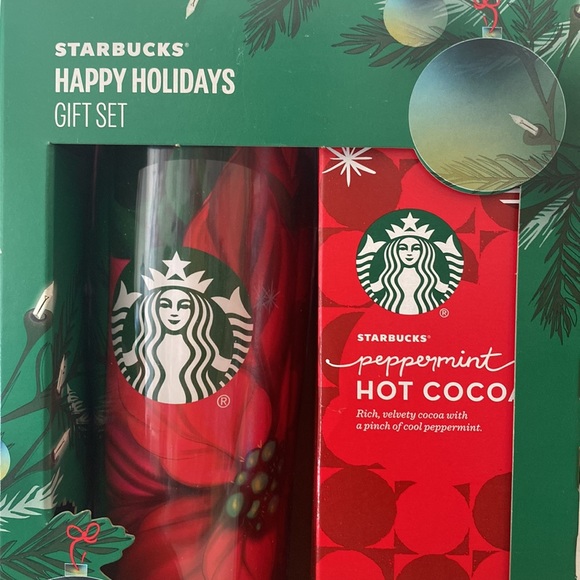 NWT STARBUCKS Holiday Gift Set Tumbler with peppermint Hot Cocoa mix - Picture 5 of 6